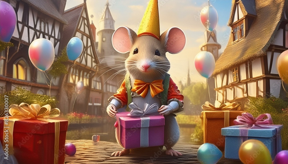 Canvas Prints A birthday party mouse