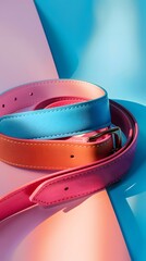 Modern fashion belts on light color background