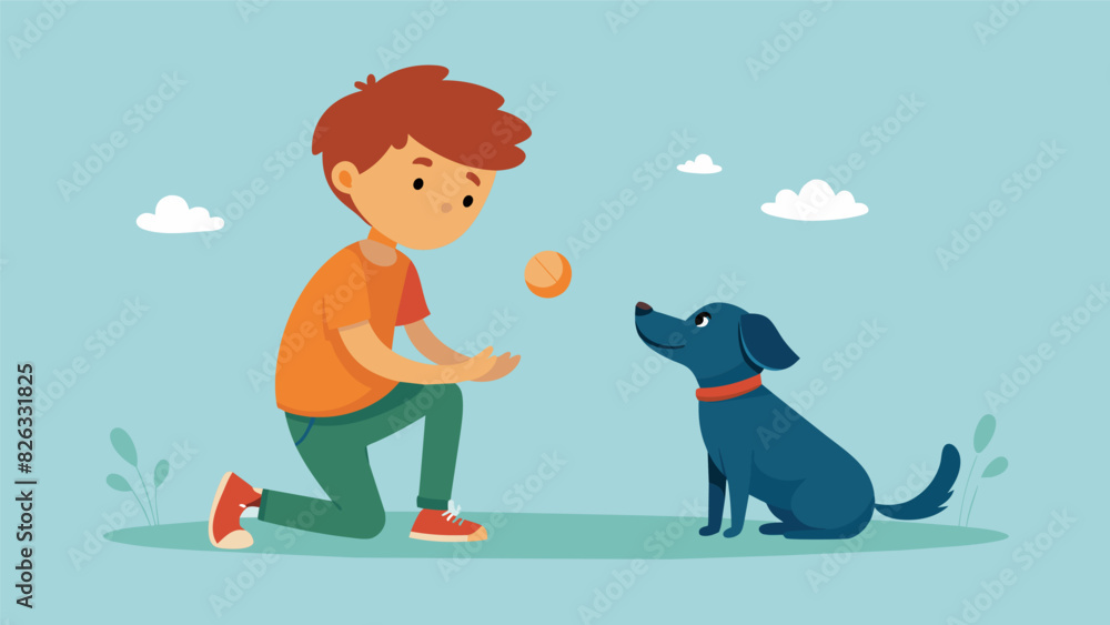 Poster a young boy with ptsd plays fetch with a dog the repetitive motion and unconditional love helping hi