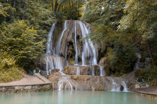 Scenic flowing waterfall, Lucansky vodopad in Slovakia