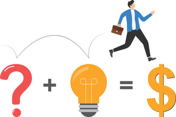 Transform idea to make money or equation for attracting money concept. businessman leader writes an equation


