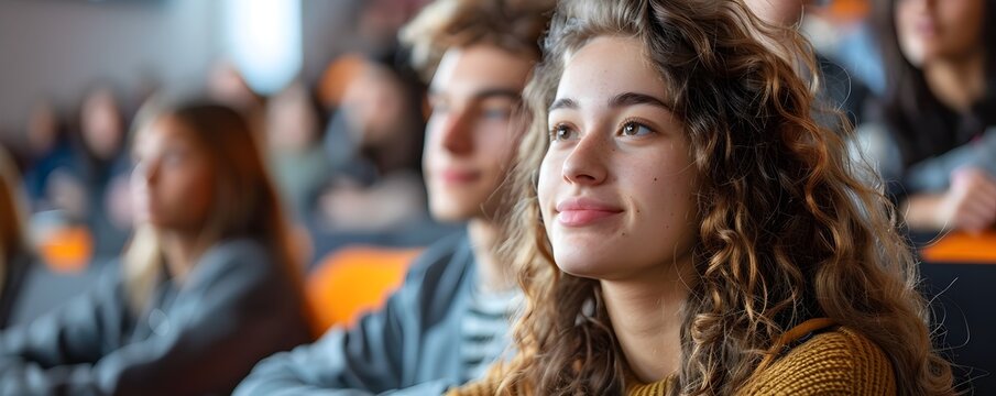 The young woman with curly hair attends a cybersecurity workshop learning about protecting digital data and improving her technology skills for a - Powered by Adobe