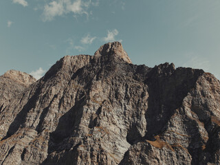 Aerial view of Rock face in San Bernardino pass in the Swiss Alps