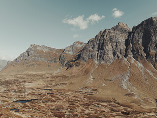 Aerial view of Rock face in San Bernardino pass in the Swiss Alps