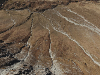 Aerial view of Rock face in San Bernardino pass in the Swiss Alps