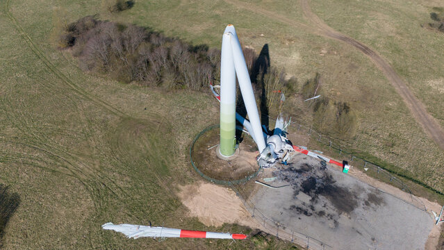 Broken wind turbine in Taurage, Lithuania