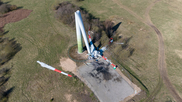 Broken wind turbine in Taurage, Lithuania