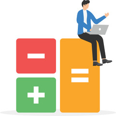 Planning financial budget concept, examines checklist, does accounting, analyzes business statistics. Success financial strategy, investment and growth. Vector illustration

