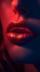 Fototapeta premium Modern fashion lips on dark color background