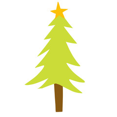 vector cartoon pine tree with star decoration