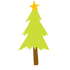 vector cartoon pine tree with star decoration