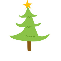 vector cartoon pine tree with star decoration