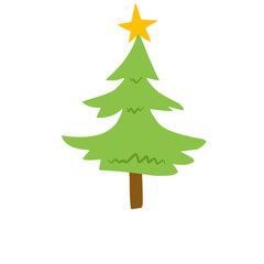 vector cartoon pine tree with star decoration