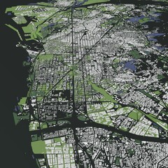 3D illustration of city and urban in Barcelona Spain