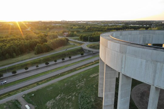 Aerial view of the New Watertower in Helsingborg Sweden.