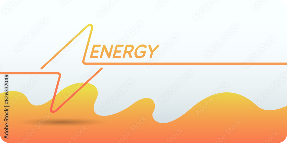 Poster linear image of lightning on a flat yellow background with text. vector illustration.
