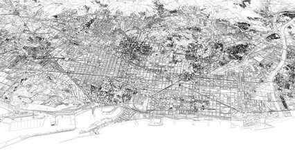 Obraz premium 3D illustration of city and urban in Barcelona Spain