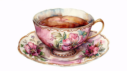 Watercolor hand drawn floral wreath isolated on white background