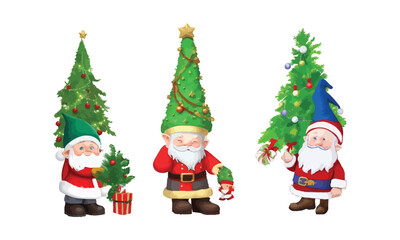 Naklejka premium Christmas tree Gnome celebration day