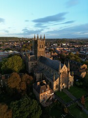 Fototapeta premium Aerial view of the historic Worcester Cathedral in England