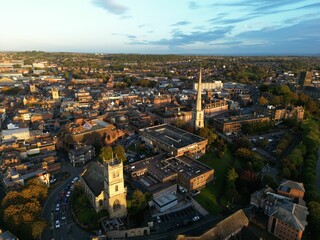 Obraz premium Aerial view of the scenic cityscape of Worcestershire in England