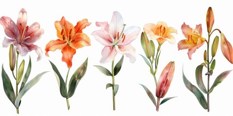 Fototapeta premium Vibrant flowers arranged in a neat row, suitable for various projects