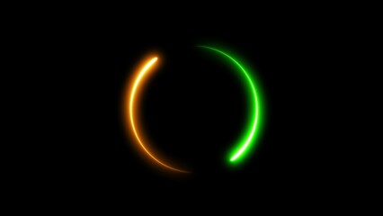 Abstract beautiful colorful neon circle frame loading icon on black background. neon circle frame loading icon background.