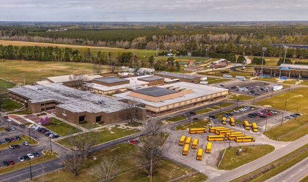 Aerial view of Scotland High School in Laurinburg, North Carolina