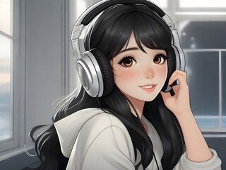 woman listening to music