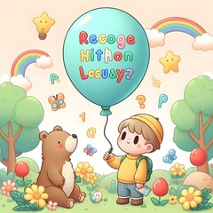 Naklejka premium children with balloons