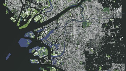 Fototapeta premium 3D illustration of city and urban in Osaka Japan