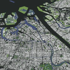 3D illustration of city and urban in Osaka Japan