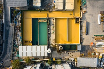 Sewage treatment pool on a subway station construction site in Wuhan, China