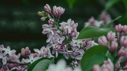   Close-up of several flowers with vibrant green leaves, blurred background