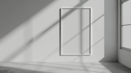 Obraz premium Blank frame on a white wall background