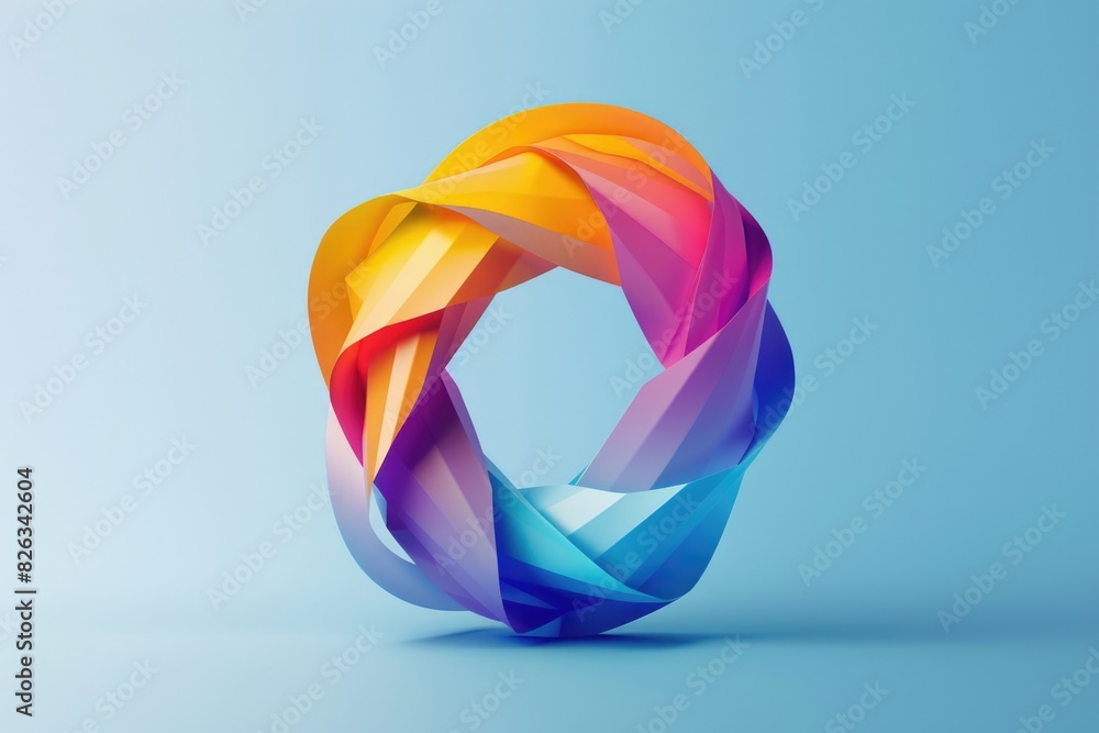 Poster Bright and vibrant circular object on a blue backdrop. Perfect for various design projects
