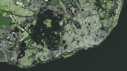 3D illustration of city and urban in Lisbon Portugal