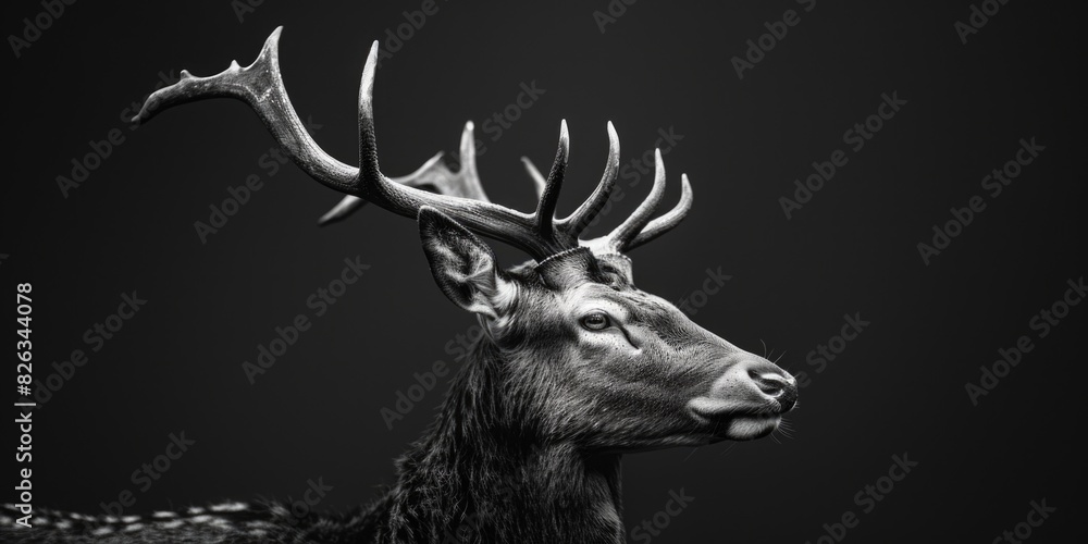 Aufkleber a striking black and white image of a deer. suitable for various design projects
