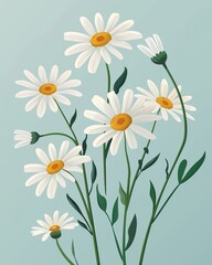 Floral daisys seamless pattern vector. Vector graphics