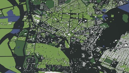 3D illustration of city and urban in New Delhi India