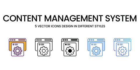 Content Management System icons vector set stock illustration.