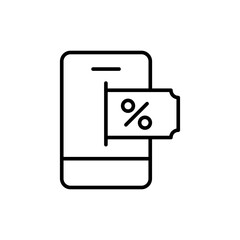 Mobile voucher outline icons, minimalist vector illustration ,simple transparent graphic element .Isolated on white background