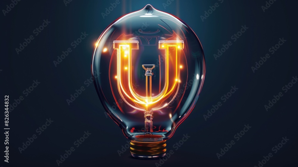 Poster light bulb with letter 