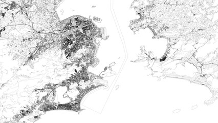 3D illustration of city and urban in Rio de Janeiro Brazil