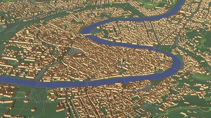 3D illustration of city and urban in Verona Italy