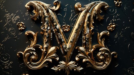 A letter "W" carved into the wall. Suitable for educational or alphabet-related projects