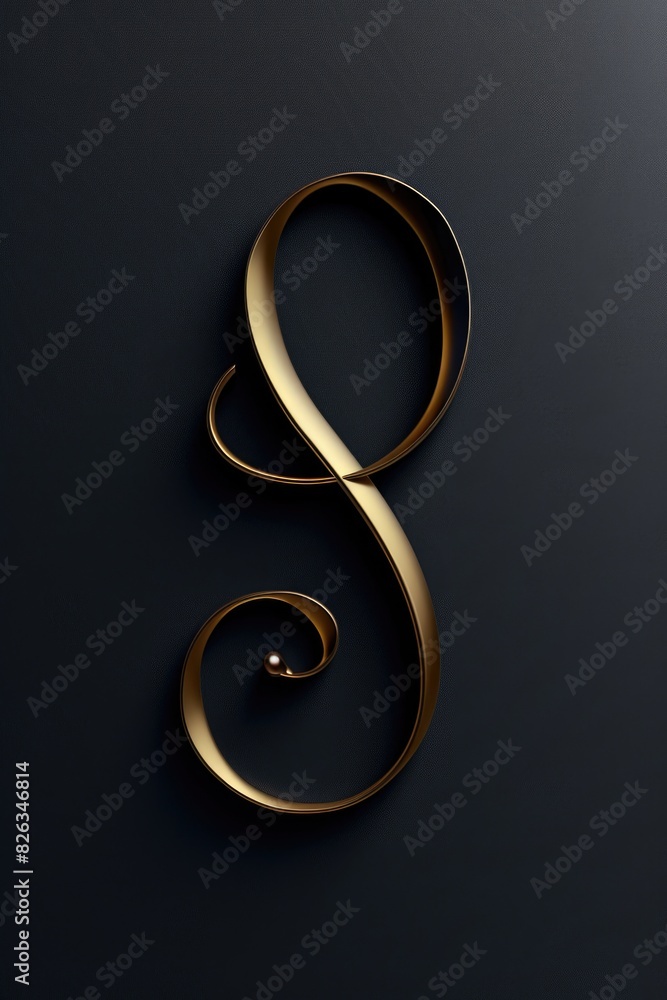 Poster A striking image of a golden letter S on a sleek black background. Ideal for graphic design projects and branding concepts