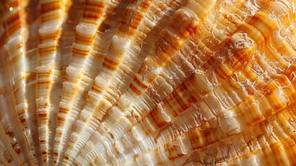 Close-up of seashell showcasing its natural patterns and texture