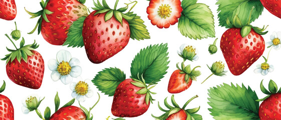 Strawberry pattern background in watercolor3