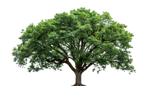 Isolated green tree on white background, forest and summer foliage for both print and web page with clipping path and alpha channel.
